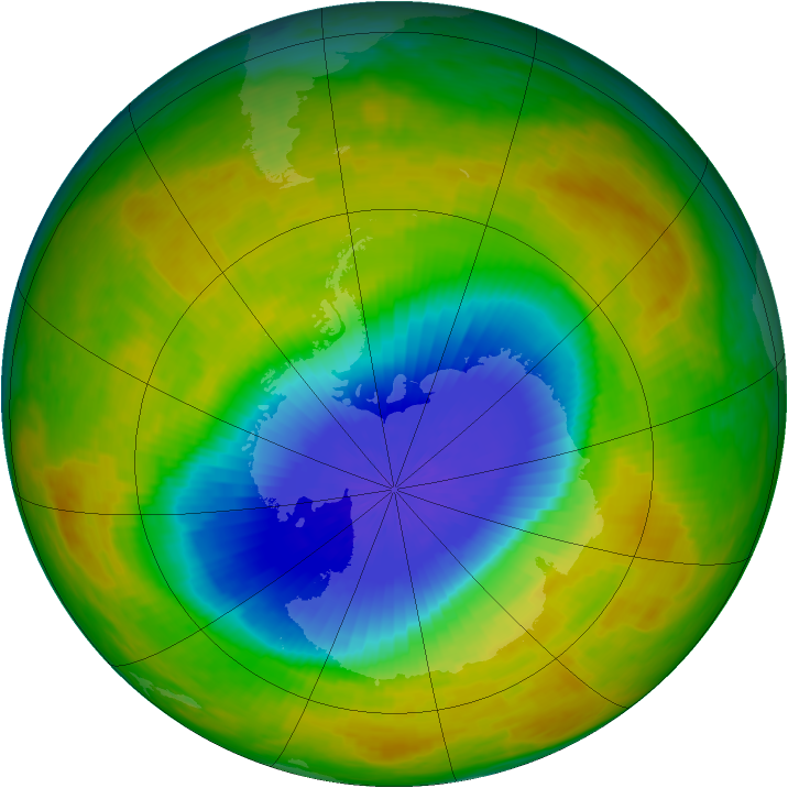 Antarctic ozone map for 16 October 2002